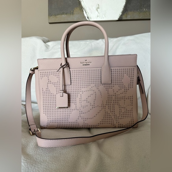 kate spade Handbags - Kate Spade Leather Pink Handbag with crochet detail